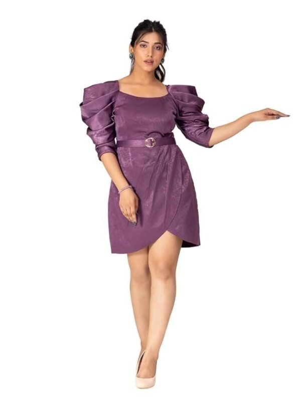 FOR YU Women's Midi Bodycon Dress One Piece Dress for Women | Mauve Mini Dress with Cowl Sleeve