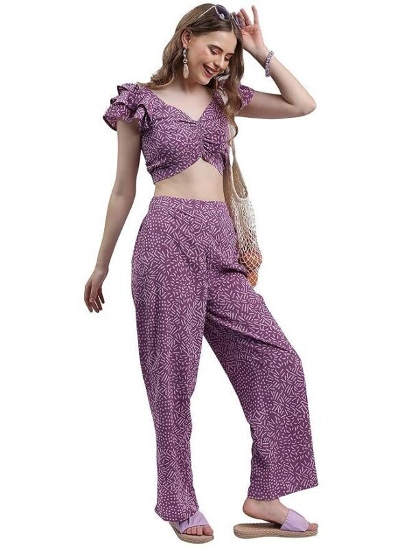 Women Polyester Regular Fit Printed Short Sleeve Co-Ord Set