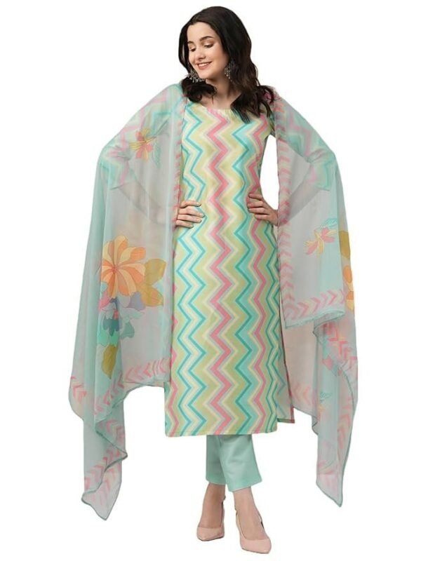 ANNI DESIGNER Women's Rayon Blend Straight Printed Kurta with Pant & Dupatta