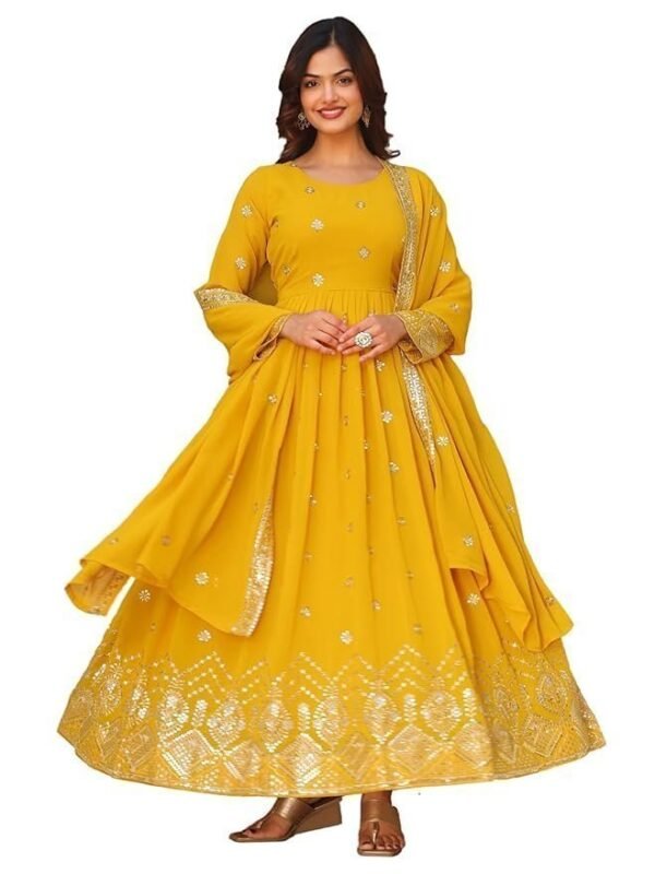 Fashion Basket Georegtte Embroidered Anarkali Dress for Women
