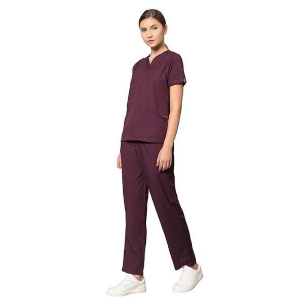 UNINUR Women's Excellent Eazy 7 Pocket Scrub Suit for Doctors,Nurse & Health Professional, Color-Wonder Wine