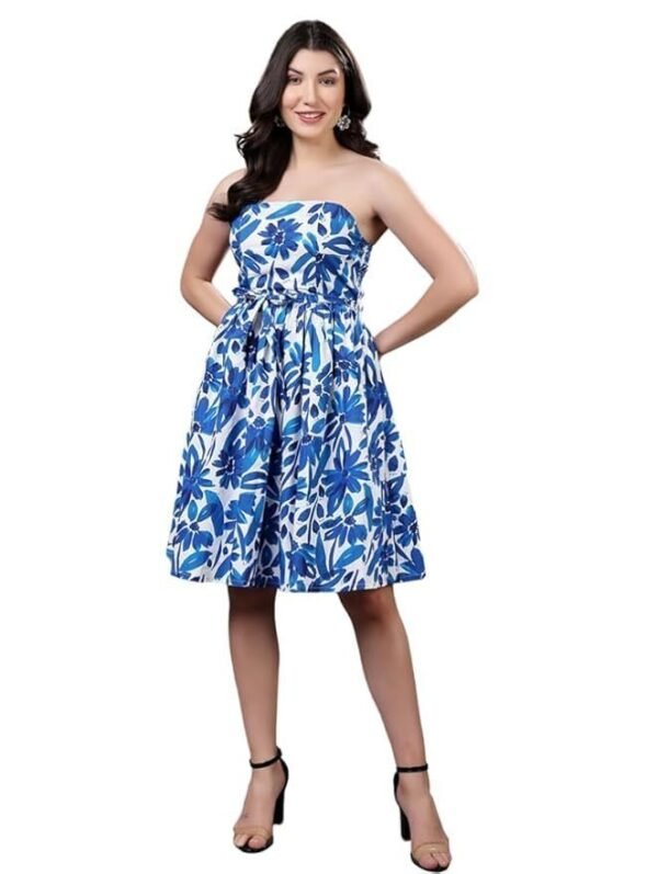 Vasper Fashion Women's Cotton Floral Printed A-Line Knee-Length Dress for Women