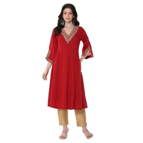 BIBA Women Cotton Regular Solid A-Line Kurta