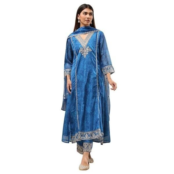 BIBA Women Polyester Straight Dyed Suit Set