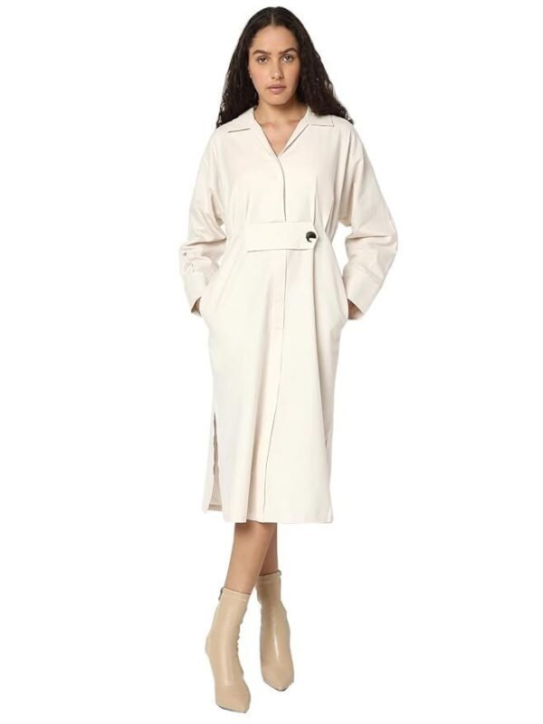 VERO MODA Women's Cotton A-Line Midi Dress