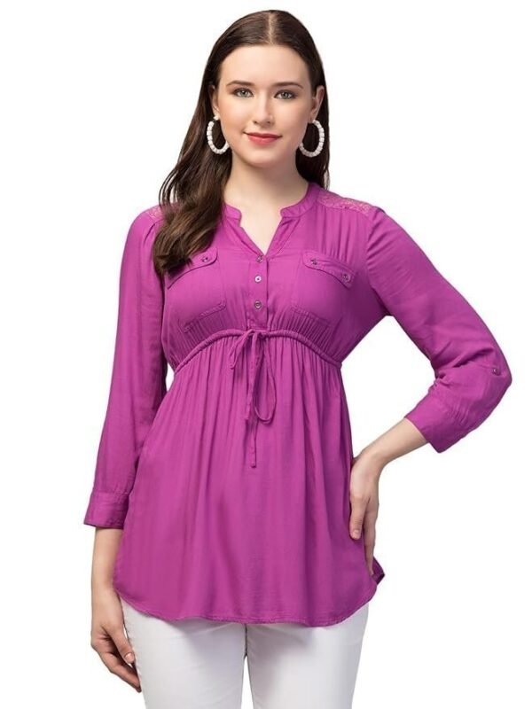RIHANI FAB Casual Regular Sleeves Solid Women Purple Top