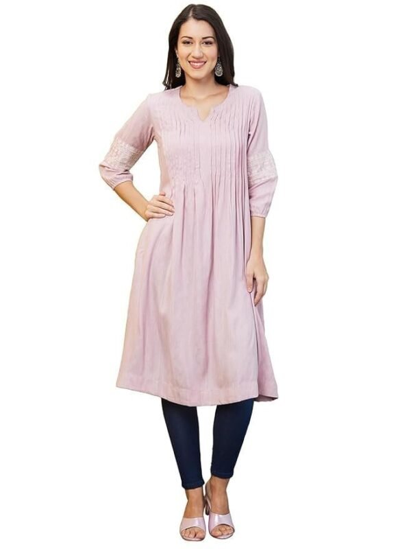 Globus Women's Viscose Relaxed Fit A Line Kurta