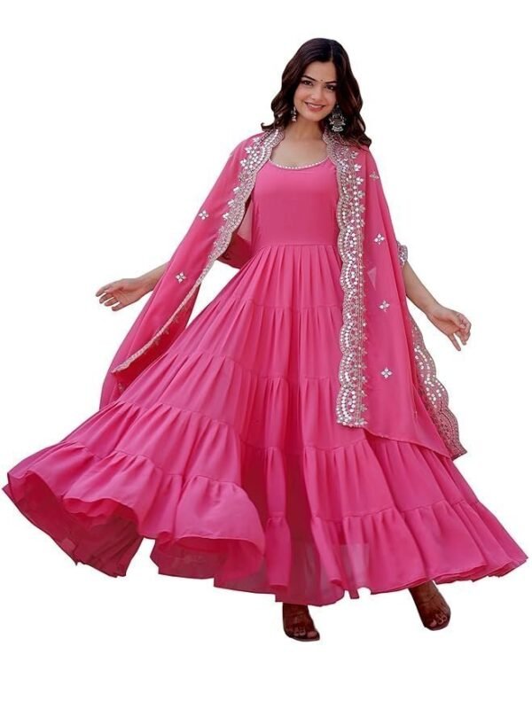 Fashion Basket Pink Georgette Anarkali Kurta for Women