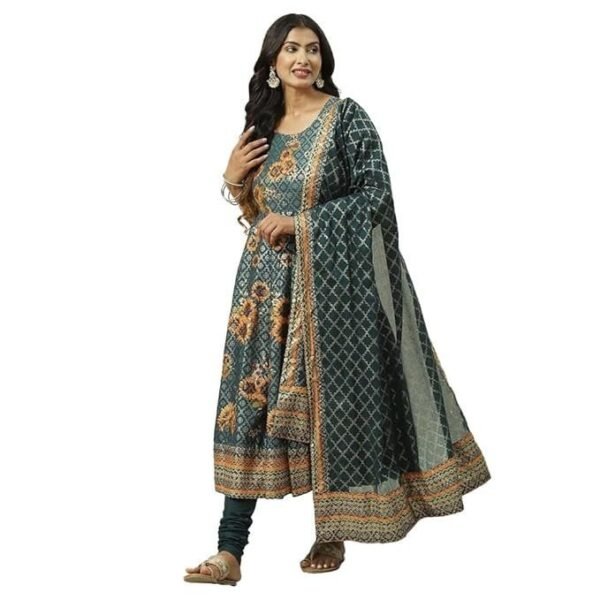 BIBA Women Cotton Printed Fitted Salwar Kurta Dupatta