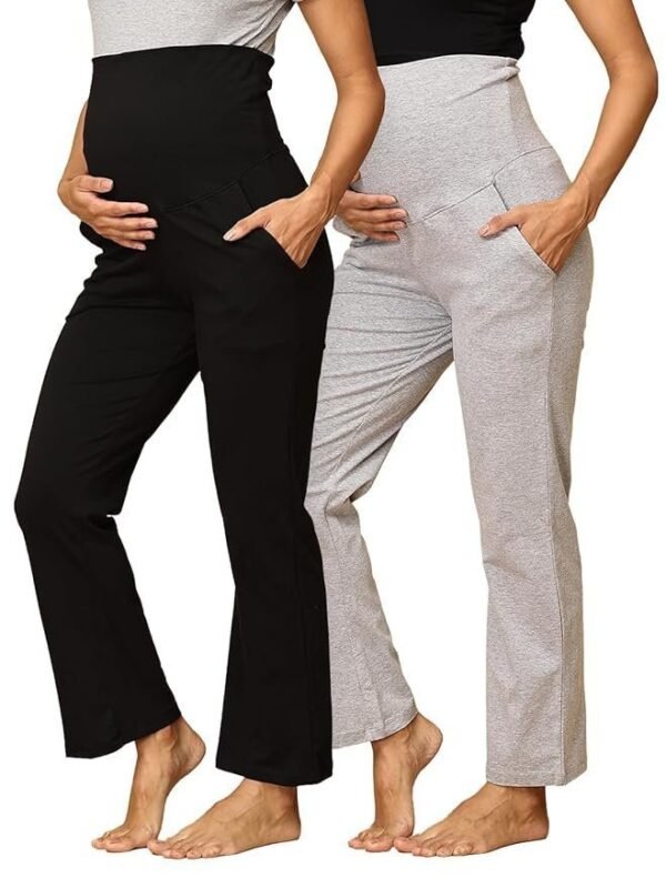 The Mom Store Maternity Track Pants | for Pregnant Women with Ultimate Comfort | Prenatal Yoga Pants