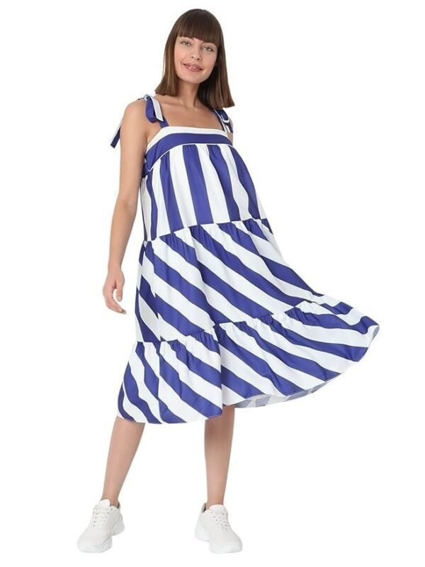 VERO MODA Women's Knee Length Polyester A-Line Dress