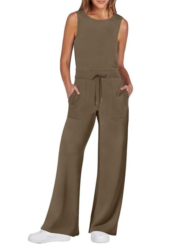 ANRABESS Womens Jumpsuits 2025 Casual Summer Dressy Romper Sleeveless Wide Leg Long Pants Outfits Fashion Travel Clothes