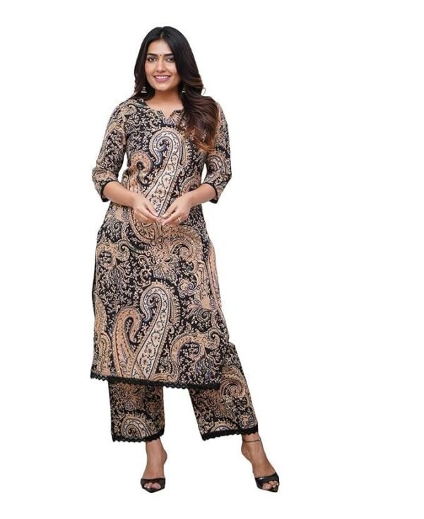 Nermosa Women Viscose Printed Straight Kurta Pant Set